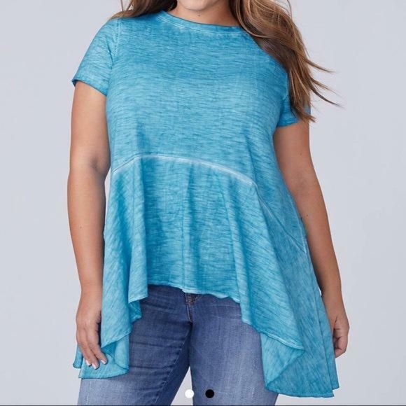 Lane Bryant Tops - Lane Bryant blue shark bite hem top size 18/20 C35